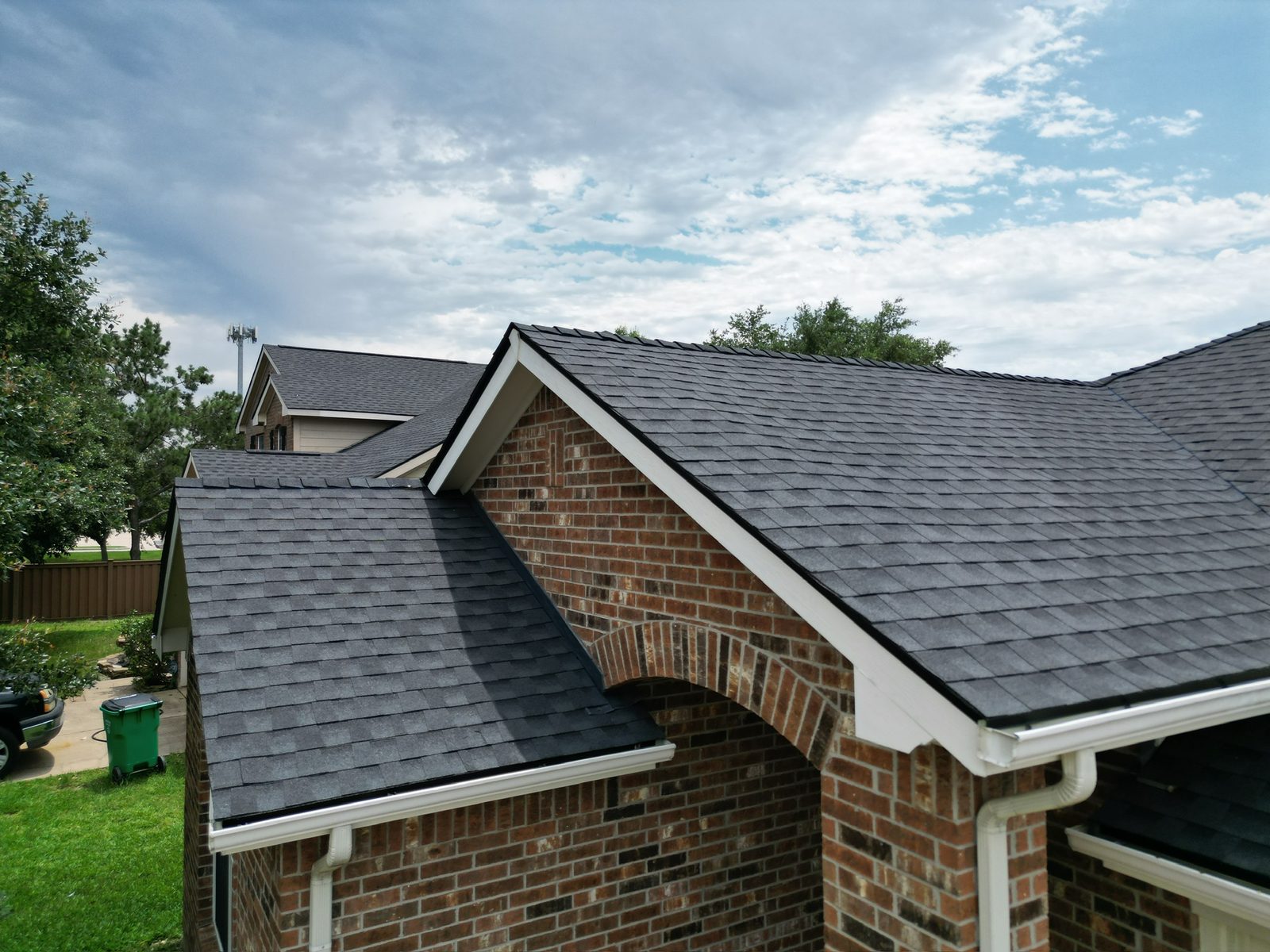 Aerial view of a finished roof